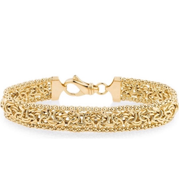 18k Gold Over Silver Italian Byzantine Bracelet - Picture 4 of 4